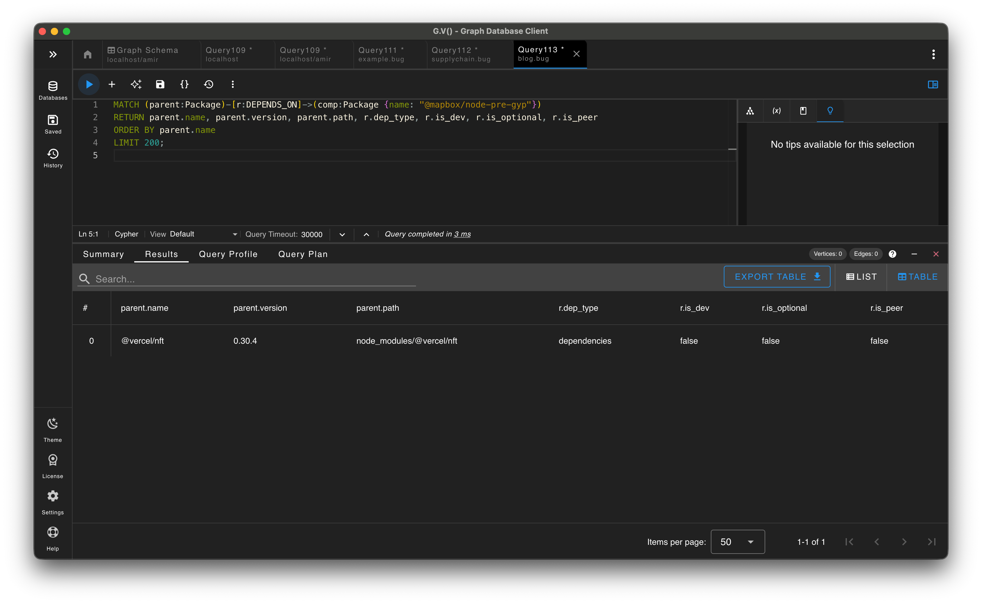 Direct dependency parents for a compromised package, including edge metadata (dev/optional/peer).
