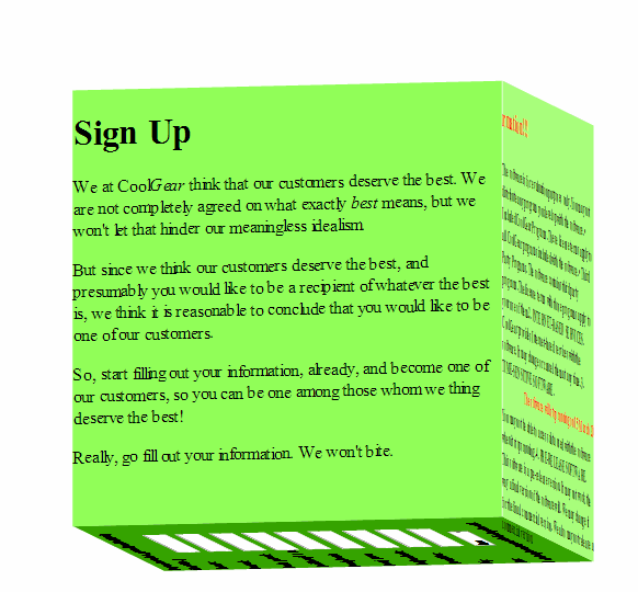 Animated rotating cube interface concept for form inputs.