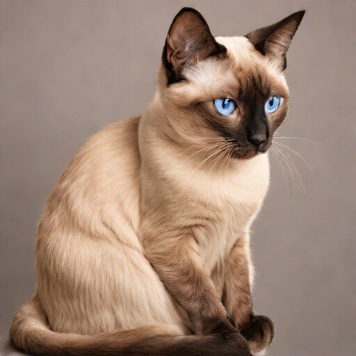 Siamese cat study with warmer studio lighting and sharp whisker detail.