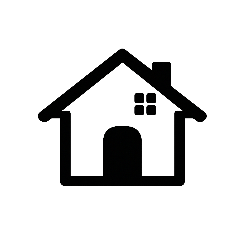 Minimal black home tab icon on transparent background, variation 2.