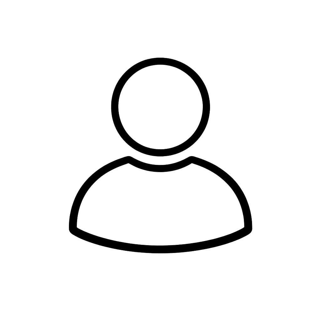 Minimal black profile tab icon on transparent background, variation 1.
